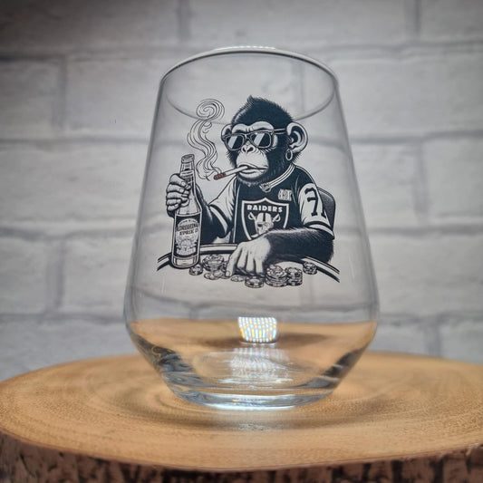 Monkeying Around the Tables: Poker-Playing Primate Brewmaster Allegra Glass - A Winning Gift for Vegas Vibes First Glass Designs
