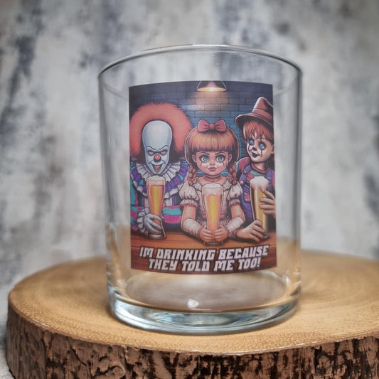 Halloween Party Horror Beer Glass – Custom Printed with Chucky, Pennywise, and Annabelle