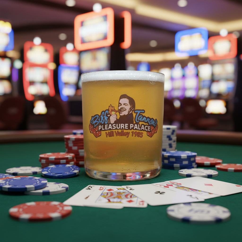Back to the Future Biff Tannen’s Pleasure Palace Beer Glass – A Unique Collectible for True Fans FirstGlassDesigns