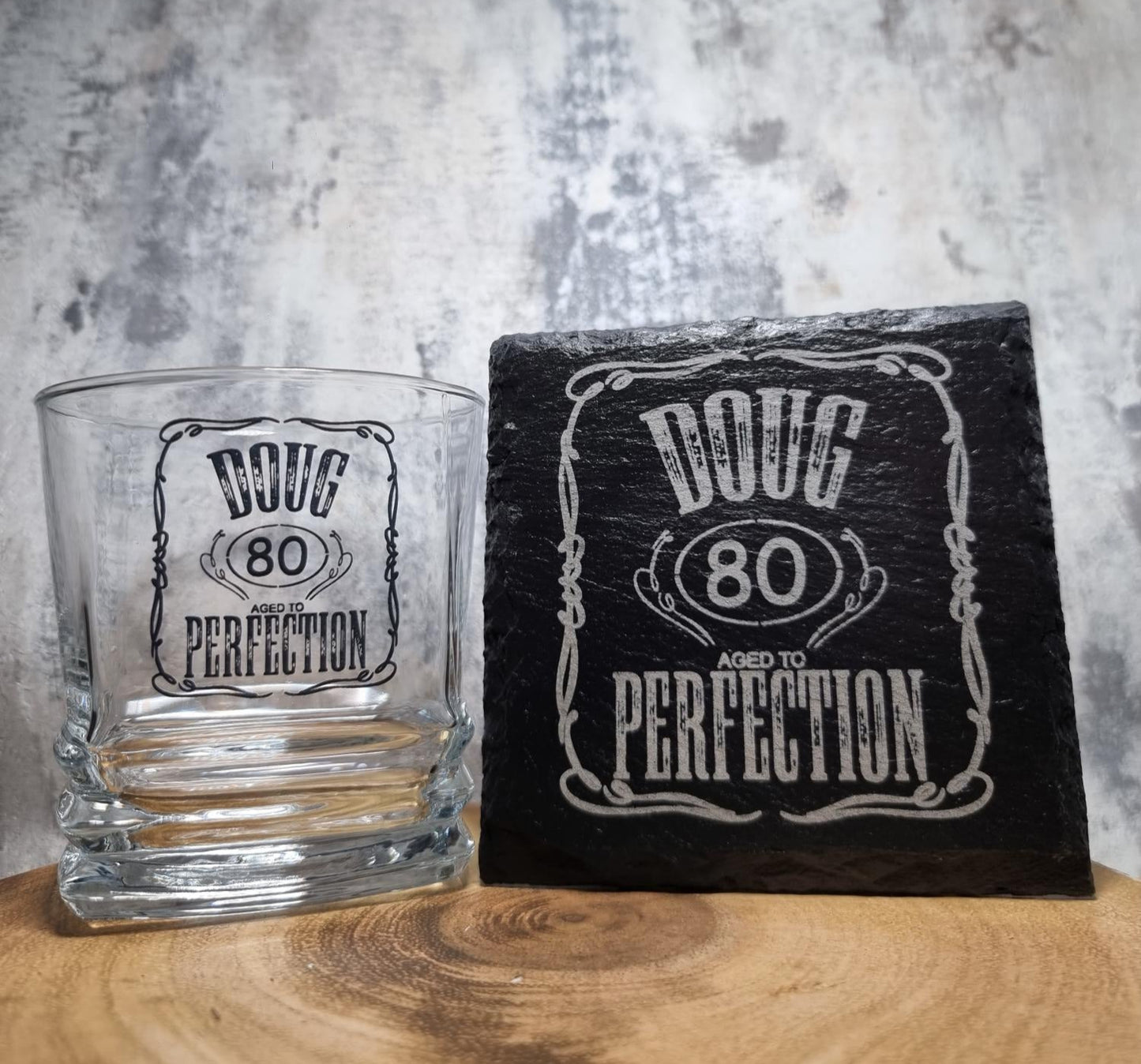 Custom Whiskey Glassware, Personalised Bourbon Glass, 18th 21st 30th 40th 50th 60th Birthday, Boy, Men, Gift, Husband, Add Your Name, Engraved Coaster