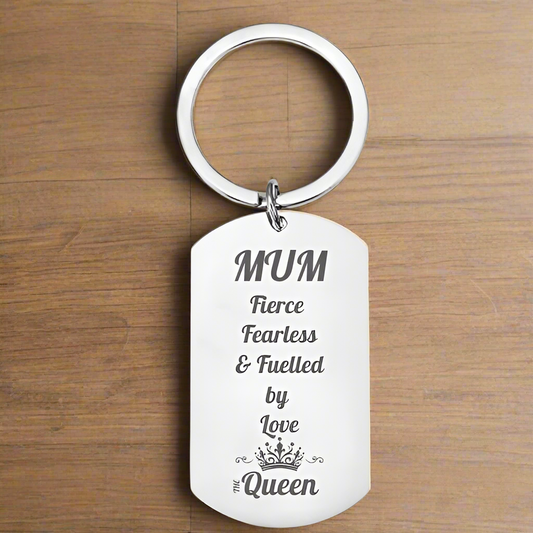 Personalised Engraved Lioness Keyring / Keychain– A Symbol of Strength for Mum
