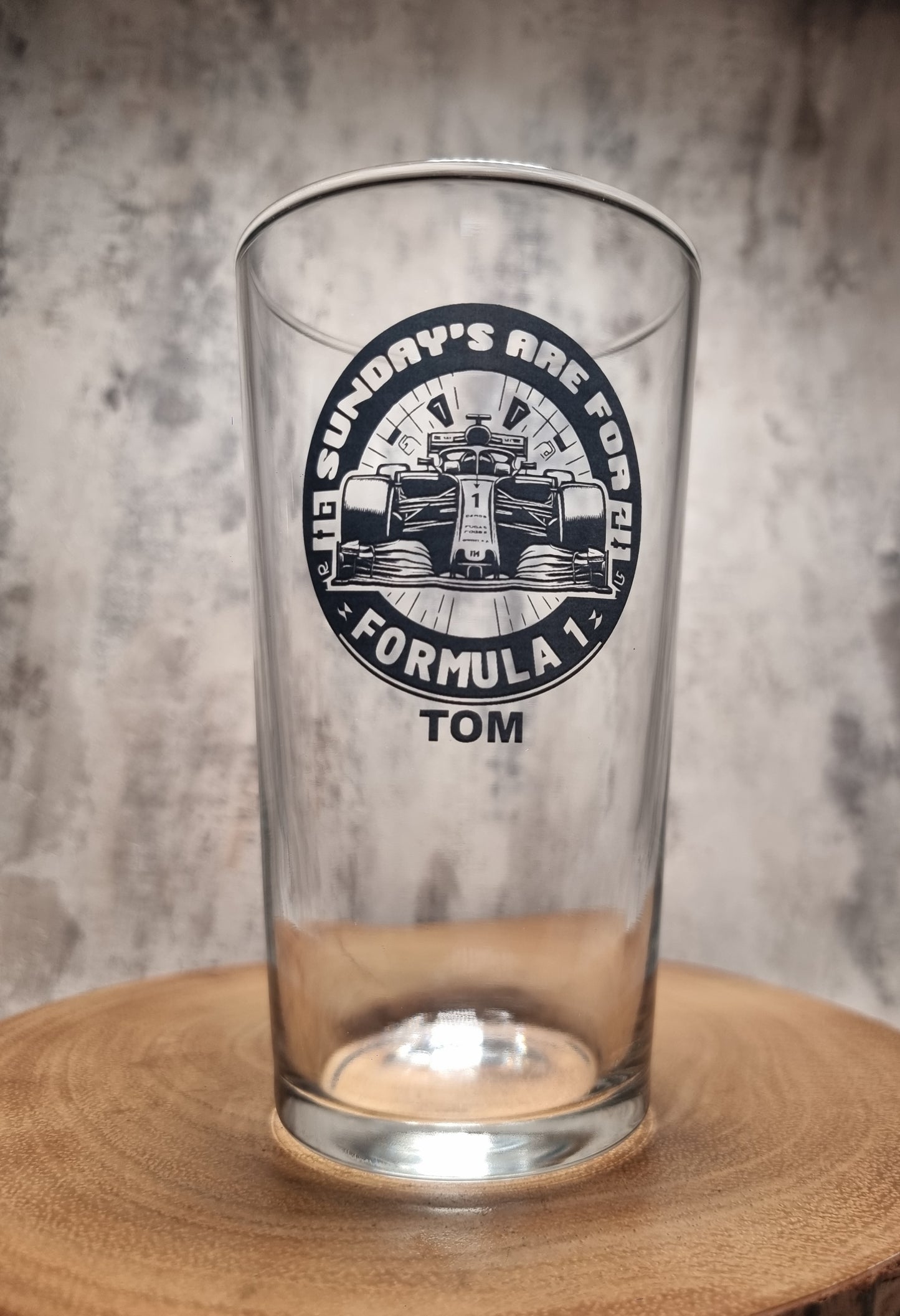 Formula Racing 1 Pint Beer Glass, Sundays Are For Formula One, Option To Personalise, Can Glass, F1, Racing, Gift Idea for Him, Her, Dad, Boyfriend