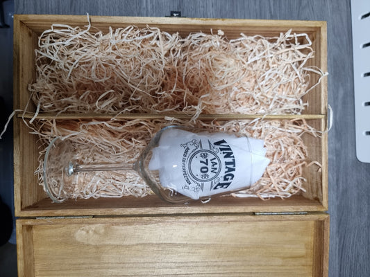 Vintage Stemmed Personalised Wine Glass In Presentation Box, Aged to Perfection, Best Gift Ideas, 18th 21st 30th 40th 50th 60th Birthday First Glass Designs