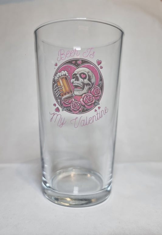 Beer Is My Valentine’ Skull Beer Glass – Fun Valentine’s Gift for Beer Lovers FirstGlassDesigns