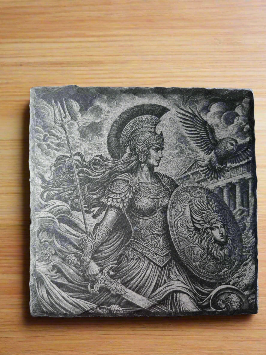 greek mythology athena slate coaster