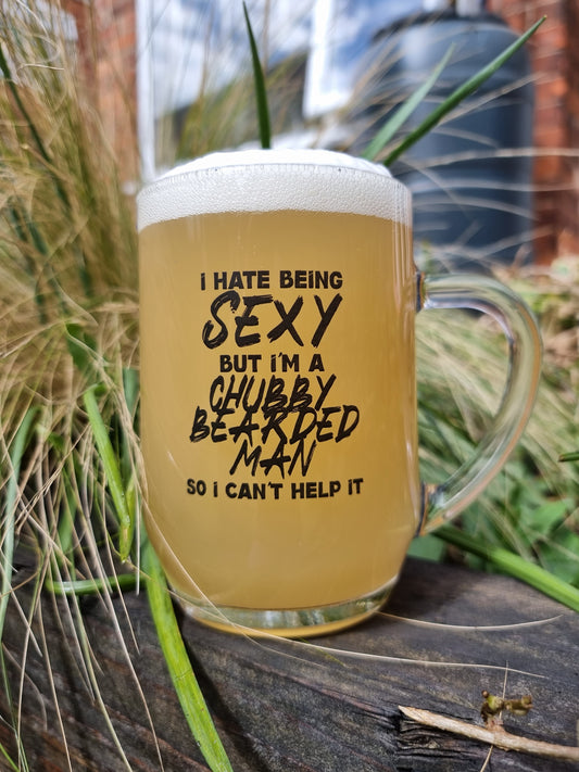 Sexy Bearded Man Beer Glass – Funny Pint Glass for Bearded Men | Rude Novelty Gift for Him | Sarcastic Gift Idea for Beer Lovers