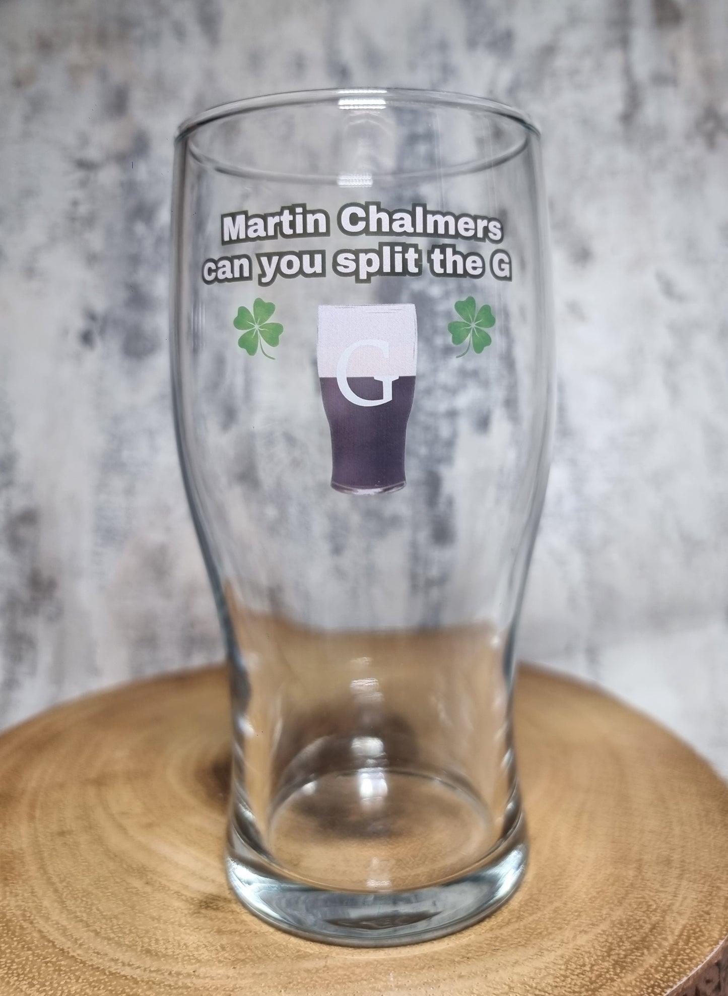 Personalised Guinness Glass - Split the G - 1 Pint Glass Tumbler - Add Your Own Text - Gift For Guinness Fan