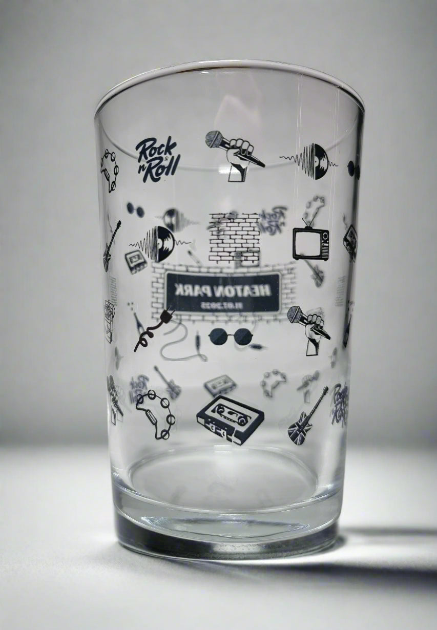 Personalised Oasis - Themed 18oz Beer Glass – Custom Concert Gift for Britpop Fans with Union Jack Guitar Design, Heaton Park