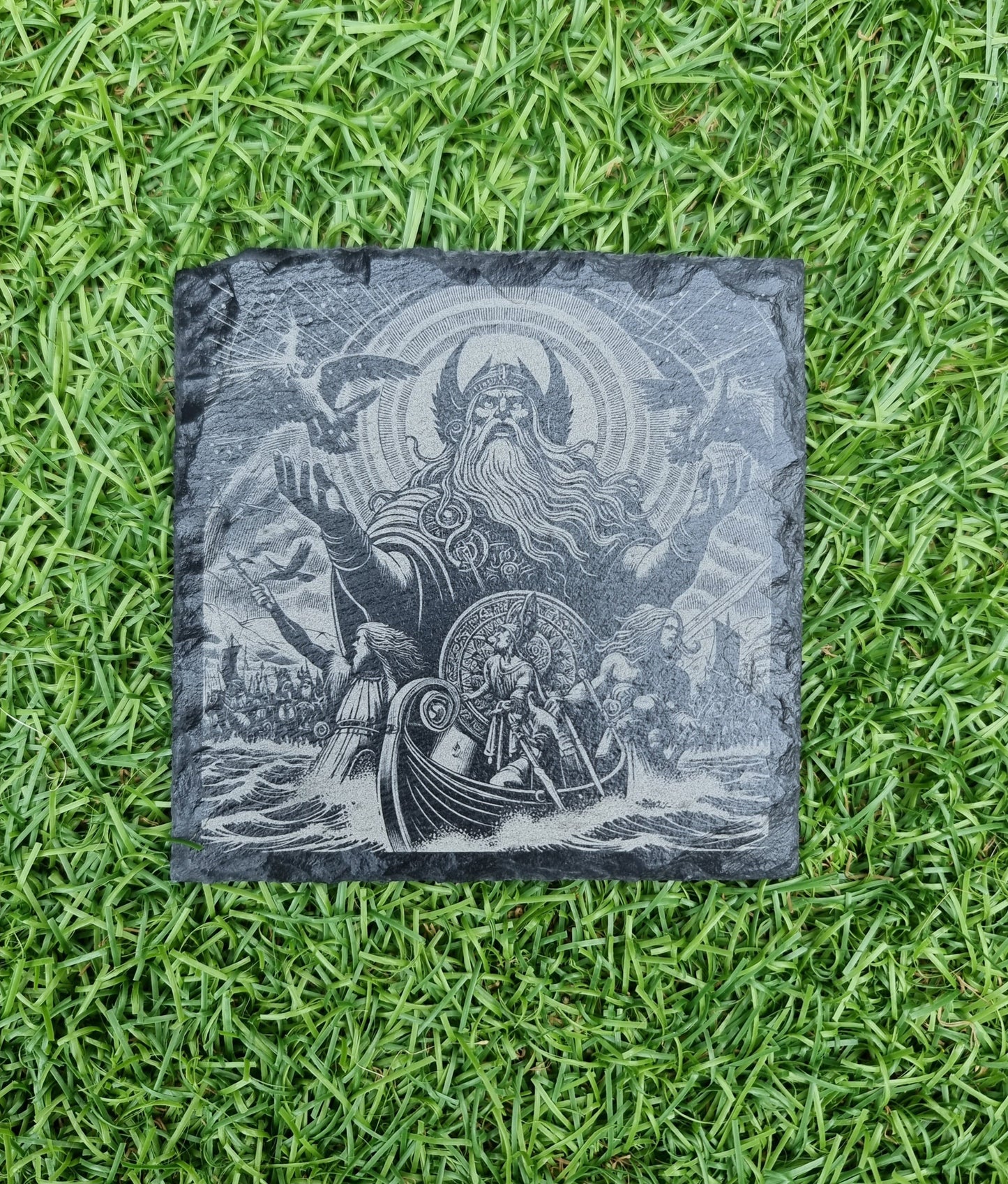 Norse Viking Mythology God Odin Slate / Bamboo Coaster Home Decor Gift FirstGlassDesigns