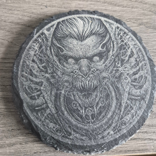 Gothic Slate Coaster | Laser Engraved Dark Demon Design Gift First Glass Designs