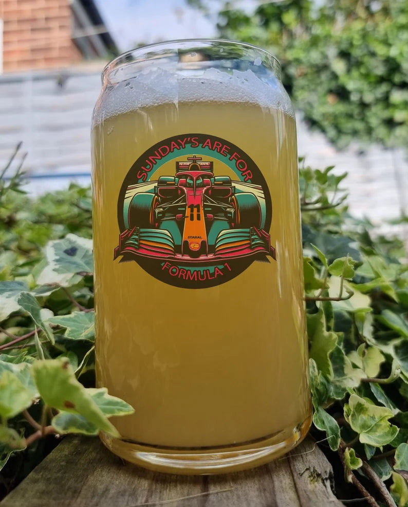 Moto Racing Pint Beer Glass, Option To Personalise, Can Glass, Racing, Gift Idea for Her, Girlfriend