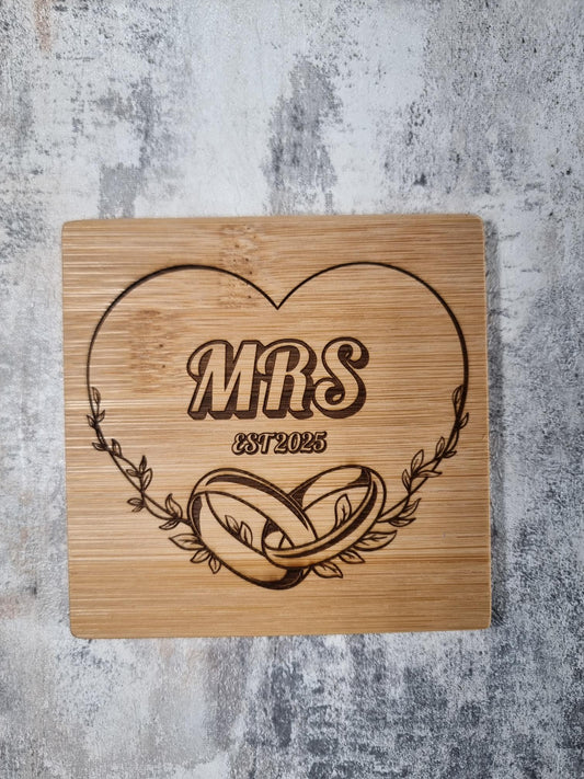 Custom slate coasters with Mr & Mr engraved for wedding gift