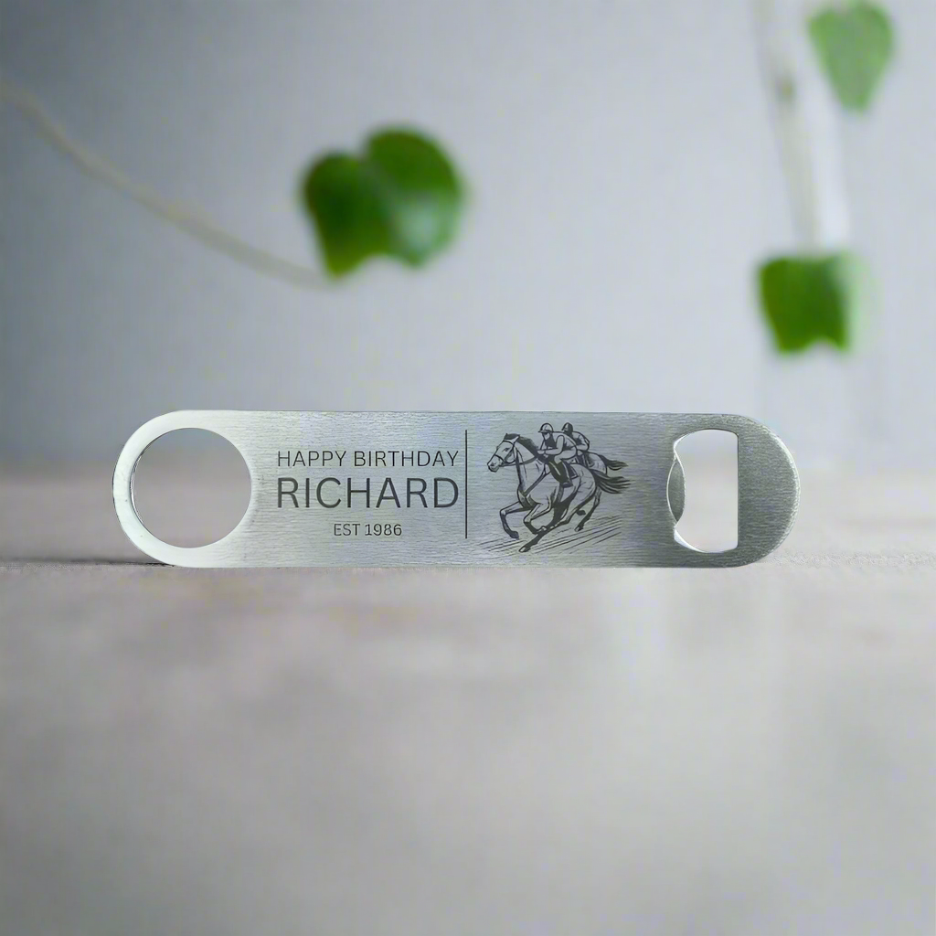 Personalised Horse Racing Bottle Opener Bar Blade, Small Gift For Racing Fan, 18th 21st 30th 40th 50th 60th kitchen utensils