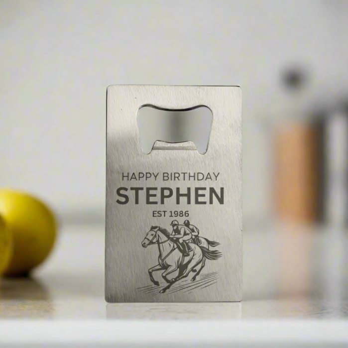 Horse Racing Bottle Opener Small Birthday Gift Personalised, racing lover, 18th 21st 30th 40th 50th 60th corporate gifts