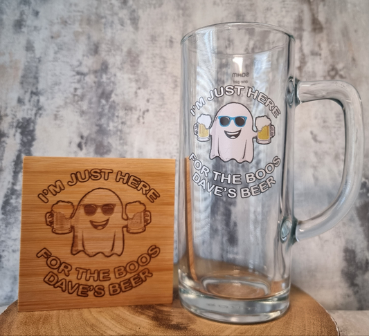 Halloween Party Ghostly Beer Spectar Glass: 'I'm Just Here for the Boos