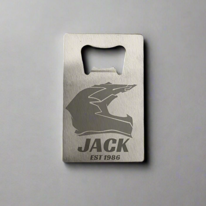 MX motocross helmet personalised bottle opener bar blade birthday gift