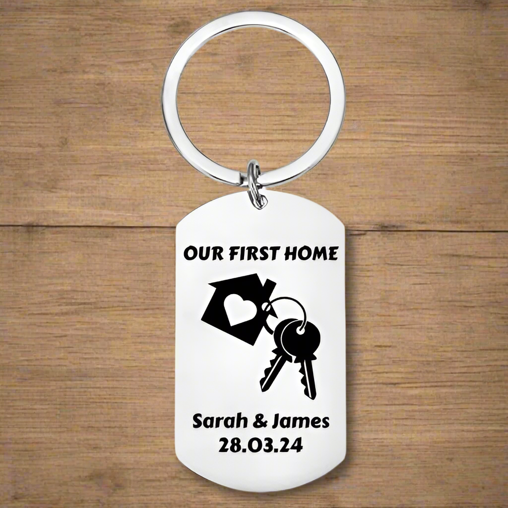 Personalised Engraved New Home Keyring – Custom Housewarming Gift