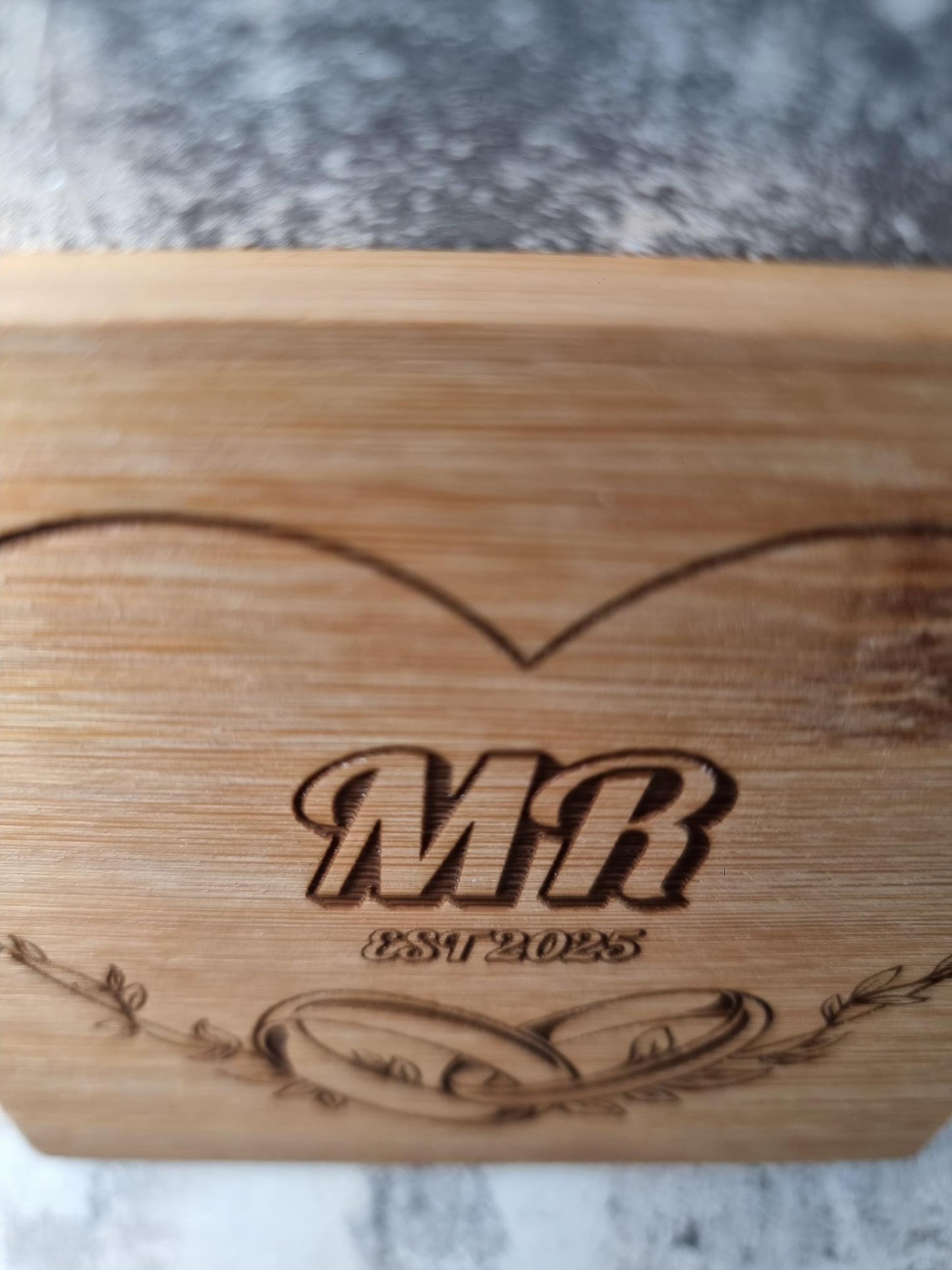 Personalised anniversary coasters gift for couple – bamboo and slate options
