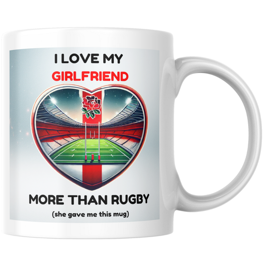 England Rugby Boyfriend Mug - I Love My GF / Wife More Than Rugby Heart Gift