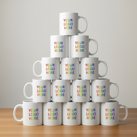 Personalised corporate mugs – Custom printed or engraved mugs with company logos, employee names, or branding, ideal for corporate gifts, team giveaways, client appreciation, and promotional merchandise