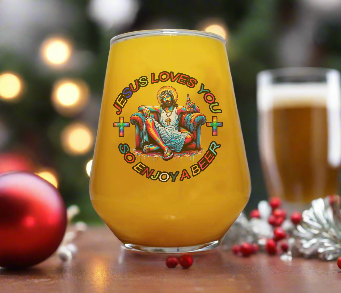 Jesus Loves You Beer Glass