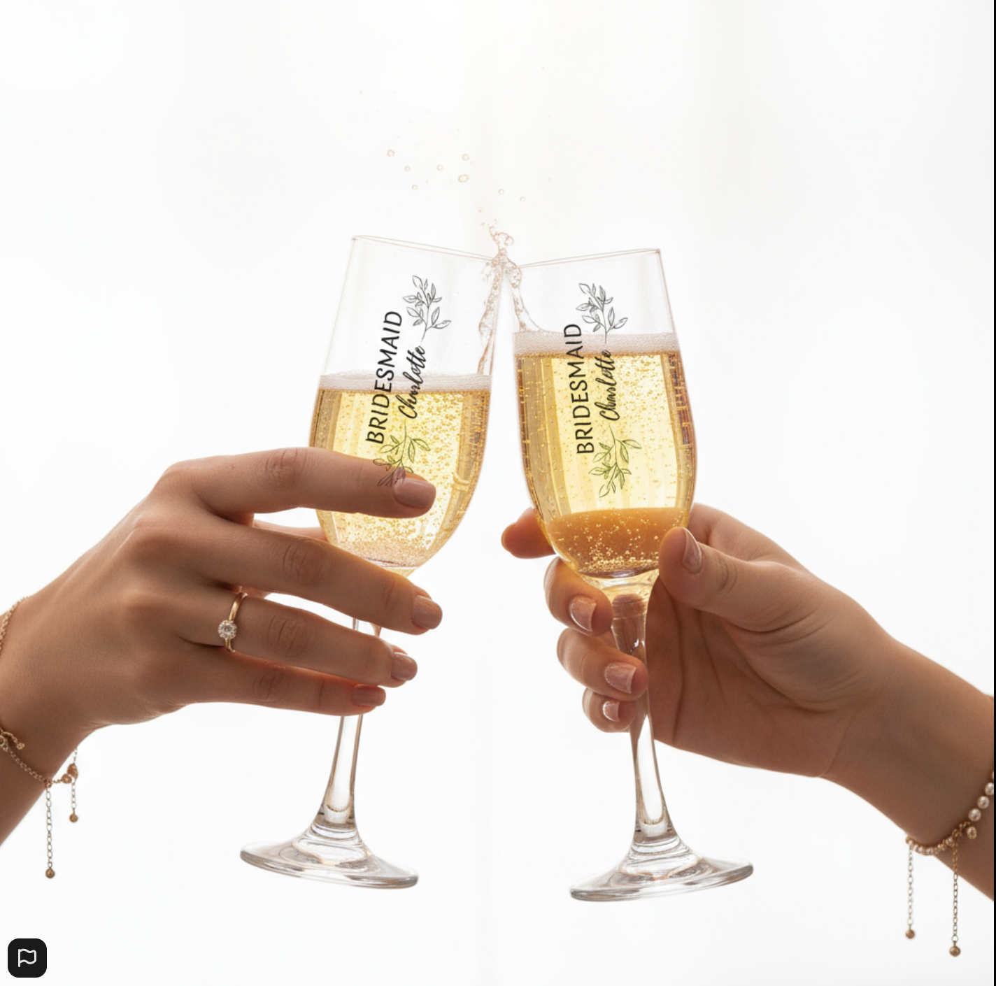 Personalised Stemmed Champagne Glass — Bridal Party Wedding Gift First Glass Designs