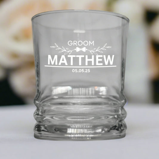 Personalised Wedding Tumbler Whiskey Glass For Groom, Best Man, Groomsman ā Custom Name & Wedding Date Gift Favours