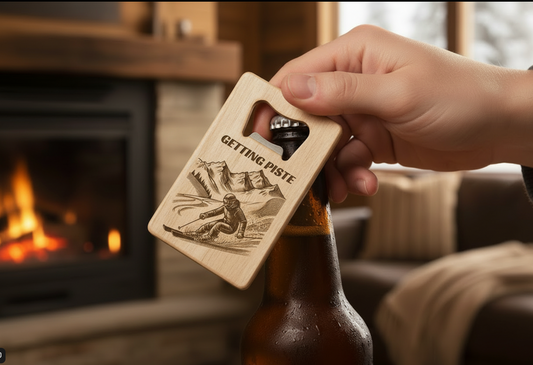 Getting Piste Bottle Opener | Personalised Skiing Gift Stainless UK First Glass Designs