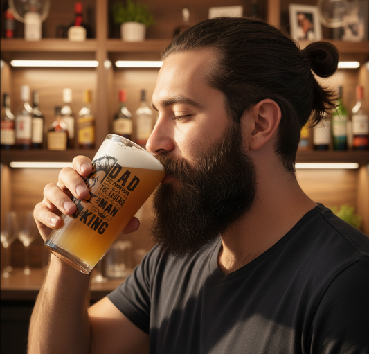 Personalised Beer Glass for Dad- King of Beers: Conical Glass - Dad: The Provider, The Legend, The Man First Glass Designs