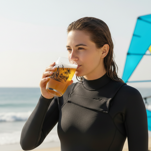 Personalised Windsurfer Glass – Custom Ink Printed Design with Name or Message First Glass Designs