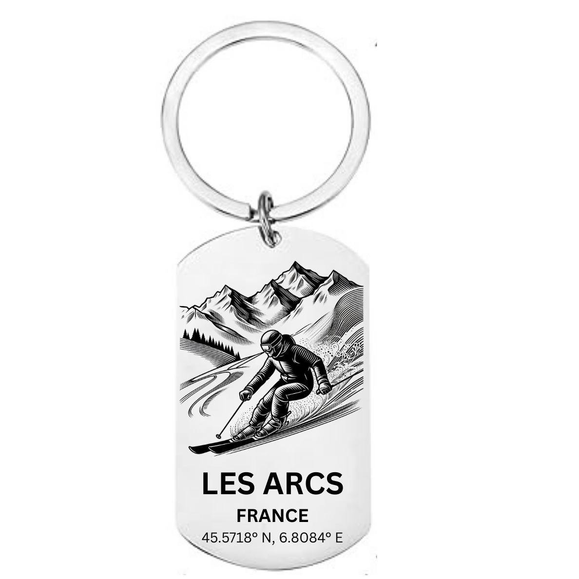 Les Arcs Skiing Keyring | Personalised French Alps Gift UK