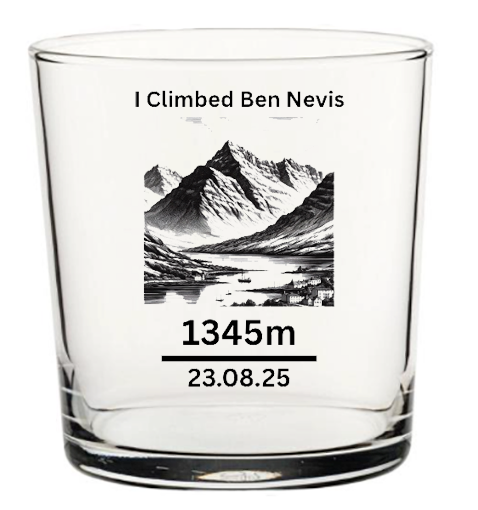 Personalised ‘I Climbed Ben Nevis’ Glass – Add Name & Date