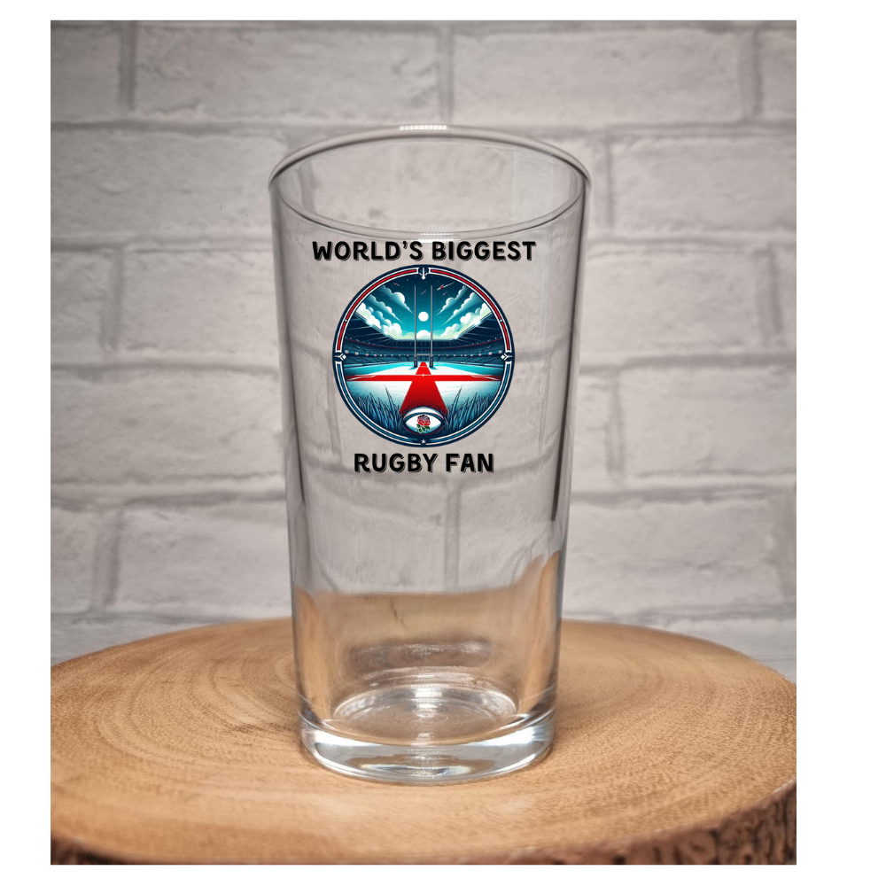 Worlds Biggest Rugby Fan Pint Beer Glass - Six Nations, Gift For Rugby Fan Dad Boyfriend Girlfriend