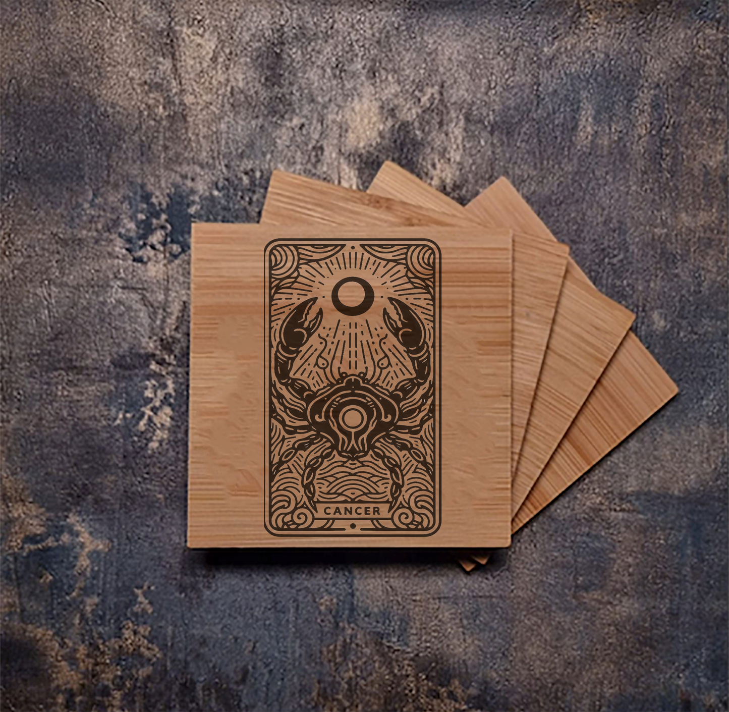 Horoscope / Astroloogy / Zodiac Bamboo Coasters with Star Sign Logos