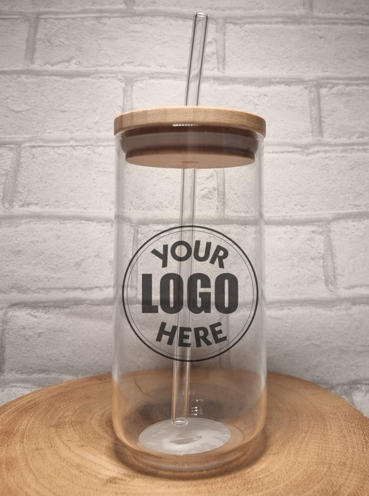 Personalised Glass Iced Coffee / Cold Brew Cups with Bamboo Lid and Glass Straw FirstGlassDesigns