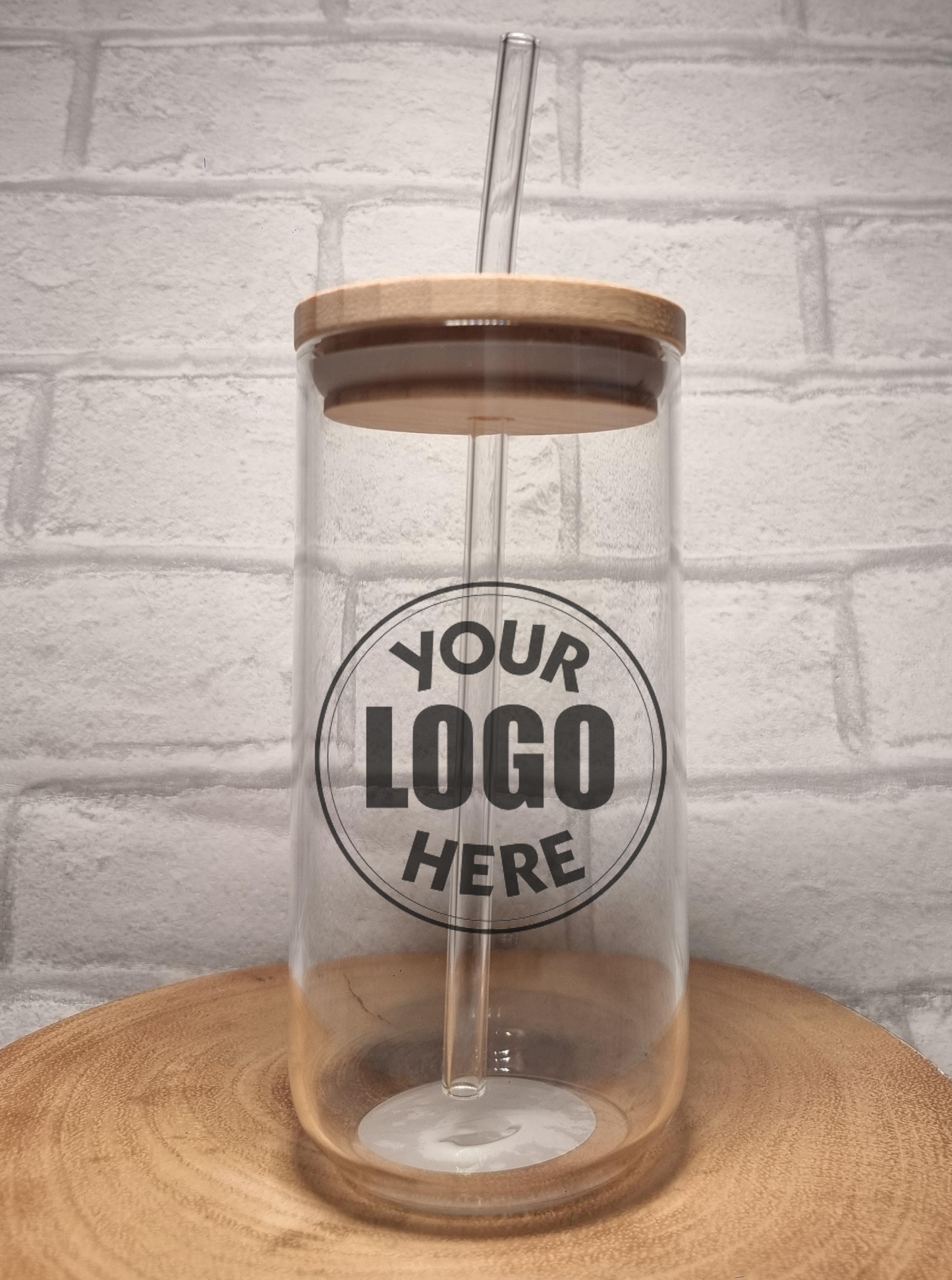 Personalised Glass Iced Coffee / Cold Brew Cups with Bamboo Lid and Glass Straw First Glass Designs