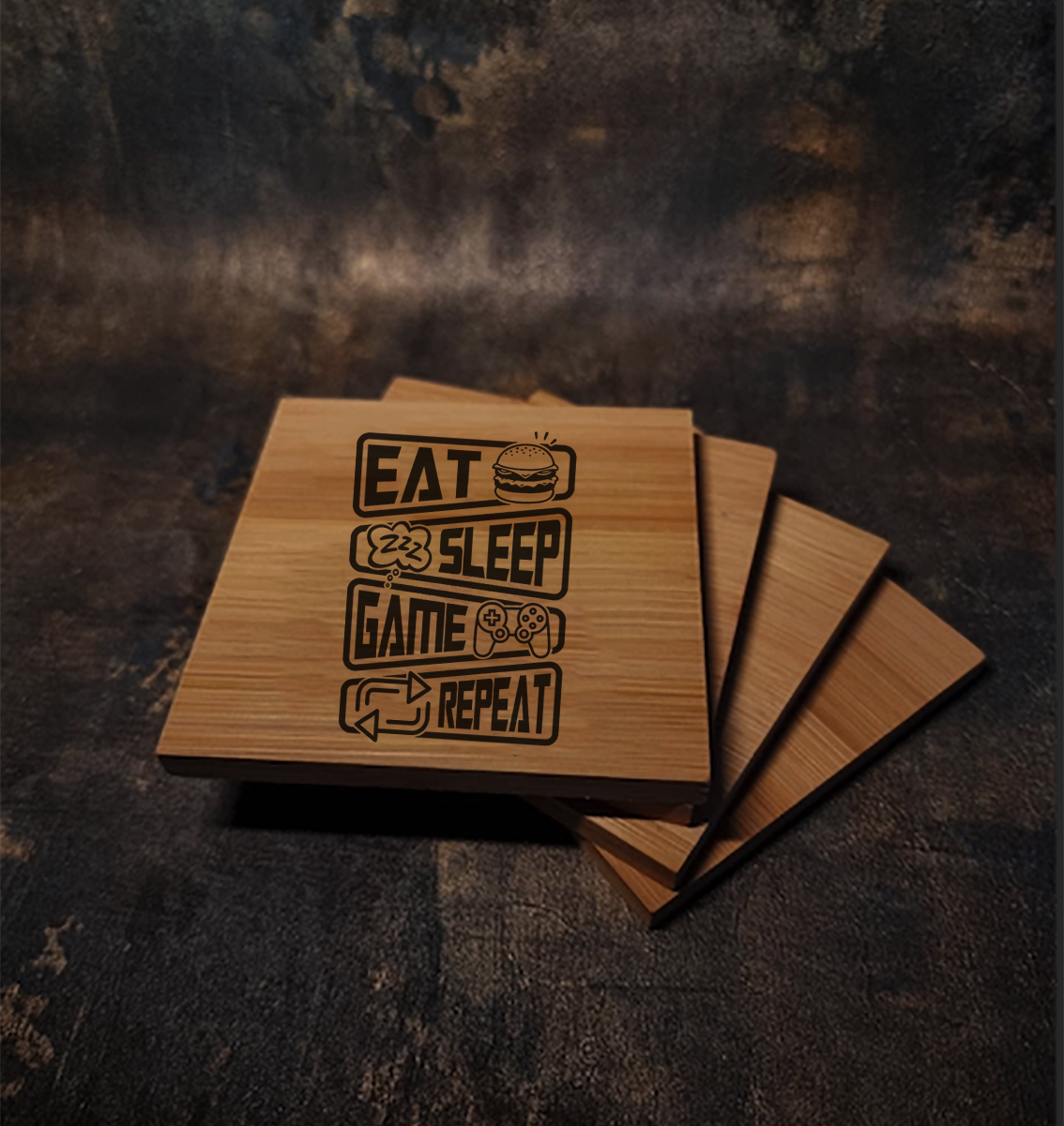 Eat Sleep Game Repeat Coasters - Perfect Gift Idea for Gamer Dad / Son Bedroom