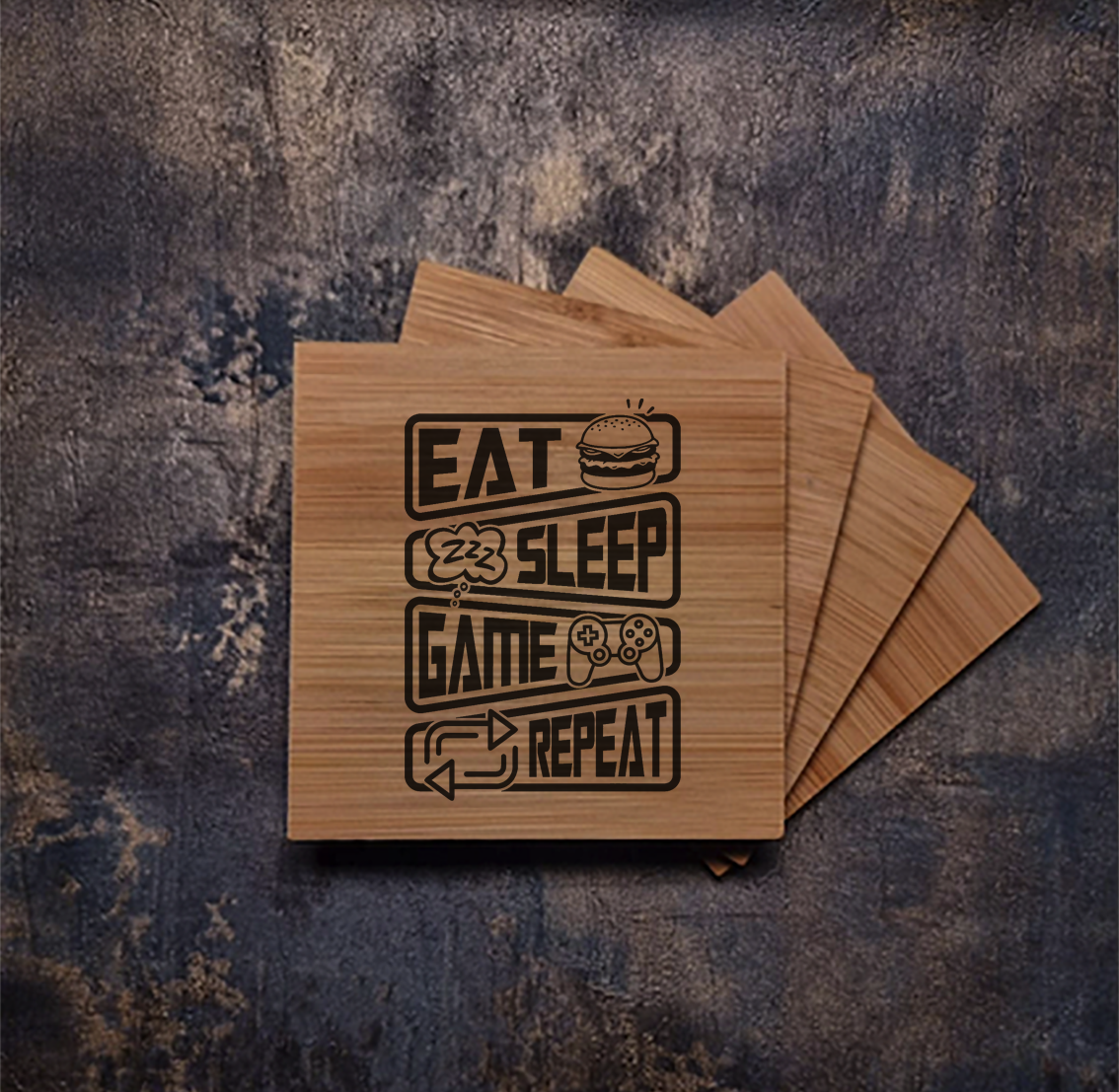 Eat Sleep Game Repeat Coasters - Perfect Gift Idea for Gamer Dad / Son Bedroom