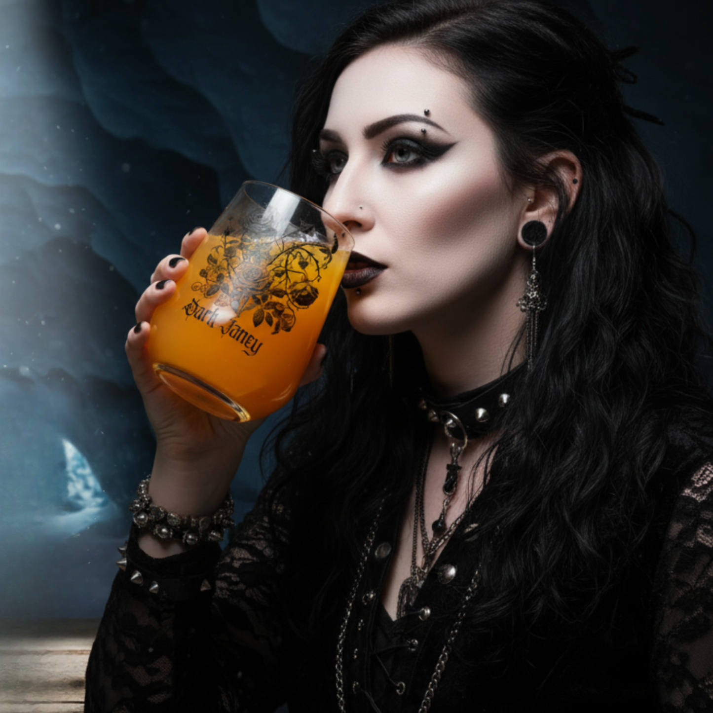 Personalised Gothic Rose Glass — Dark Botanical Design | Gothic Gift