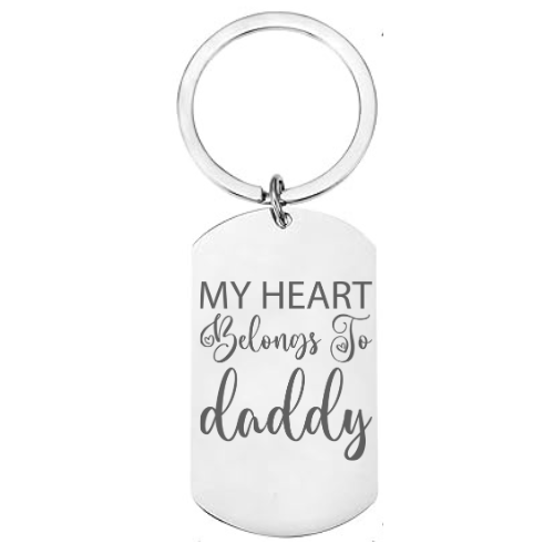 Personalised Engraved Keyring – "My Heart Belongs to Daddy" Custom Gift for Dad