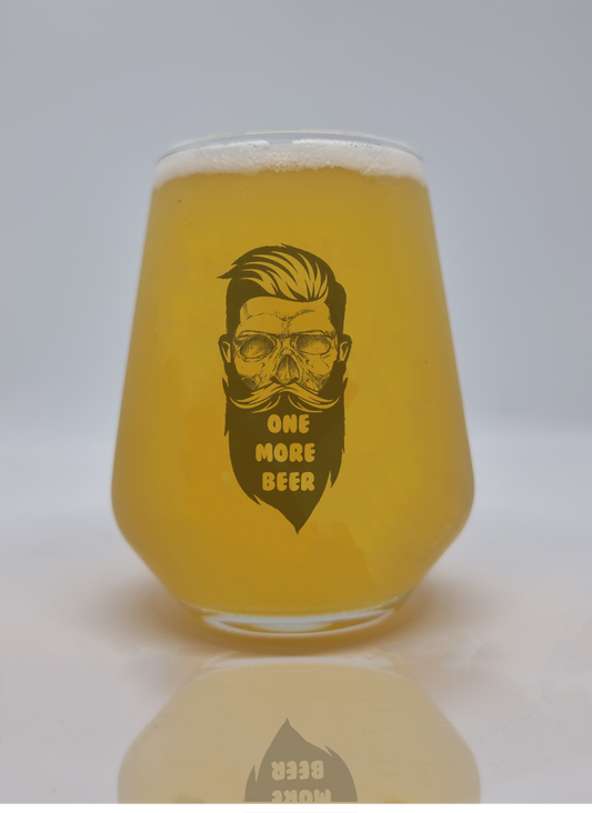 Fathers Day Gift Idea Hipster 'One More Beer' Craft Beer Glass