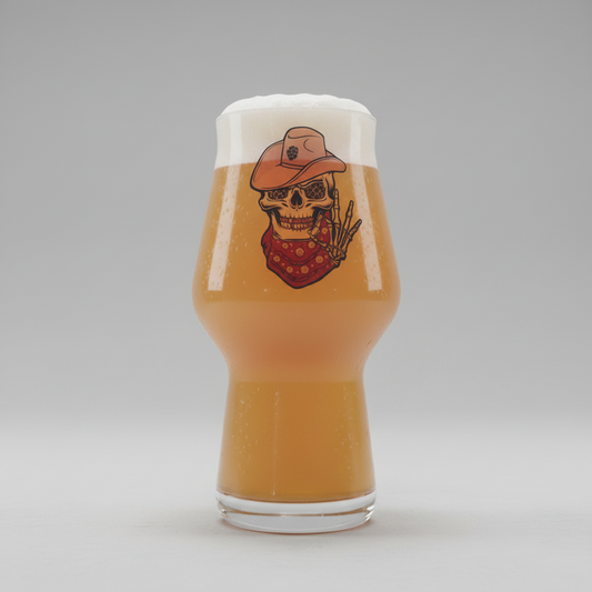 Cowboy Skull Pint Glass | Custom Printed Western Gothic First Glass Designs