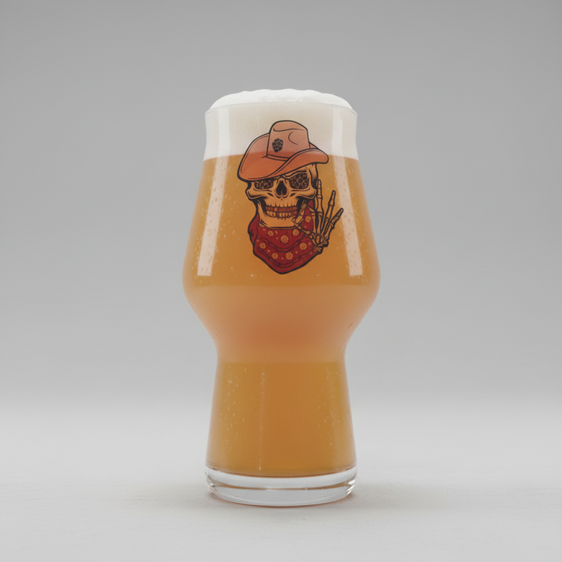 Cowboy Skull Pint Glass | Custom Printed Western Gothic First Glass Designs
