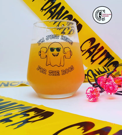 Halloween Party Ghostly Beer Spectar Glass: 'I'm Just Here for the Boos