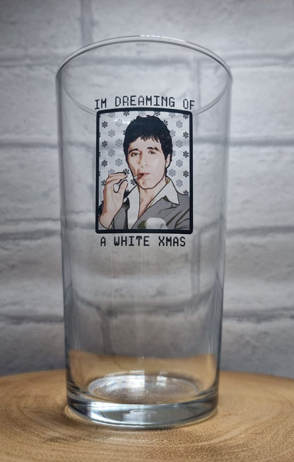 Scarface / Tony Montana Christmas Beer Glass
