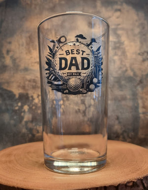 Personalised Best Dad / Grandad By Par Golf Beer Glass - Perfect Fathers Day / Grandad Gift for a Golfer FirstGlassDesigns