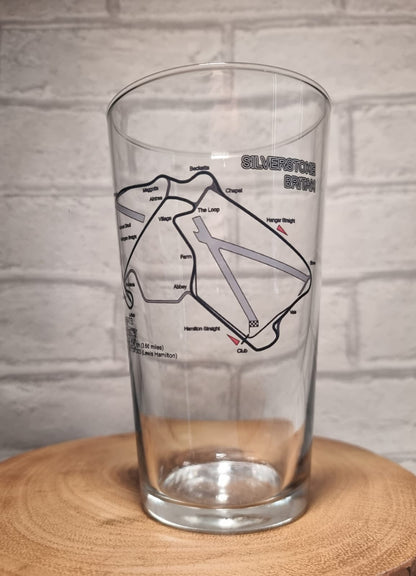 Racing Track Circuit / Track Layout Beer Glass with Bamboo Coaster - Great Gift Idea for racing Fan