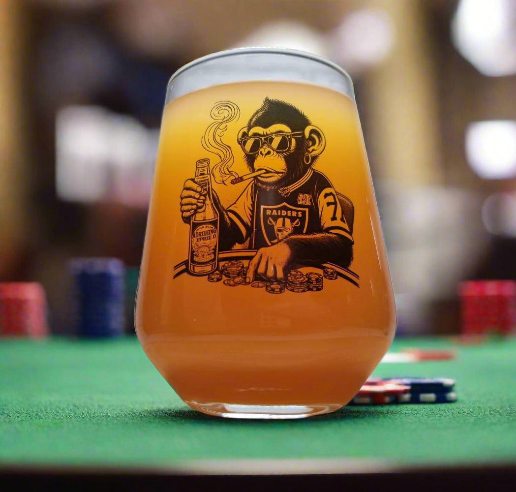 Monkeying Around the Tables: Poker-Playing Primate Brewmaster Allegra Glass - A Winning Gift for Vegas Vibes