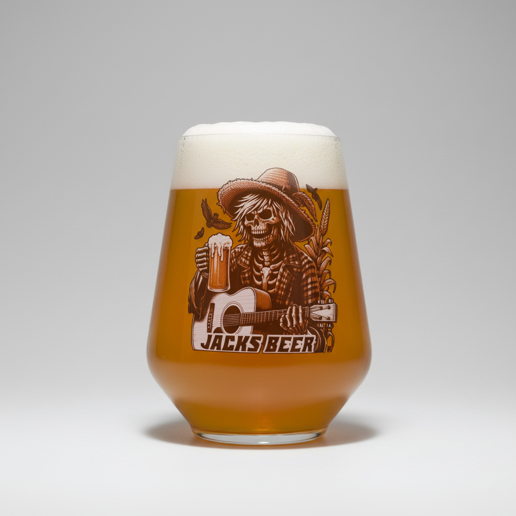 Personalised Beer Glass | Custom Printed Skeleton Cowboy First Glass Designs