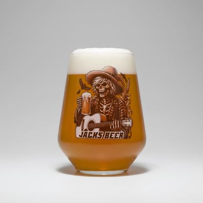 Personalised Beer Glass | Custom Printed Skeleton Cowboy First Glass Designs